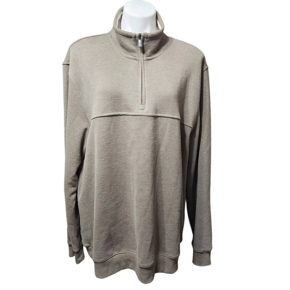Arrow mock neck quarter zip pullover sweatshirt‎ tan soft XL